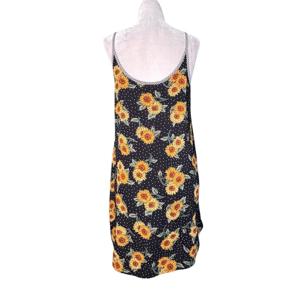 Vintage Sunflower Polka Dot Slip Dress Gingham Cottagecore Sundress Euro Summer - Picture 5 of 11